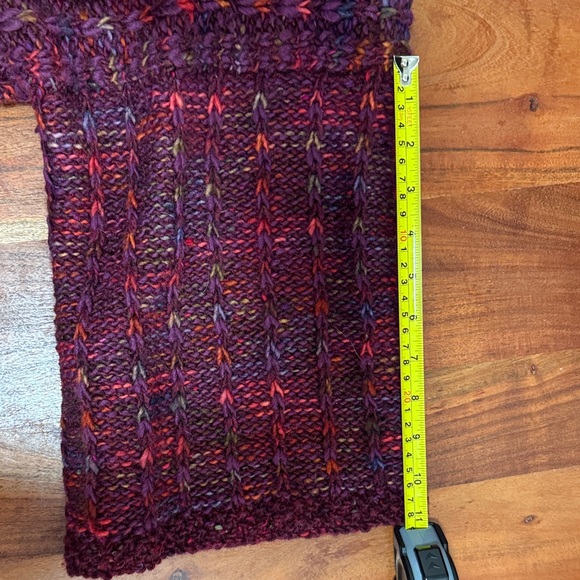 Chunky Hand Knit Cardigan in Rich Burgundy with Cropped Sleeves - Picture 4 of 4